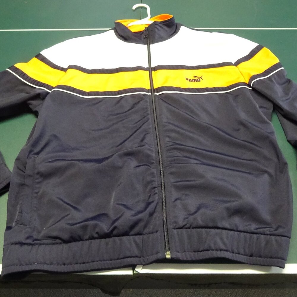 PUMA - Warm Up Top - XL - Dark Navy/White/Orange - Gently Worn